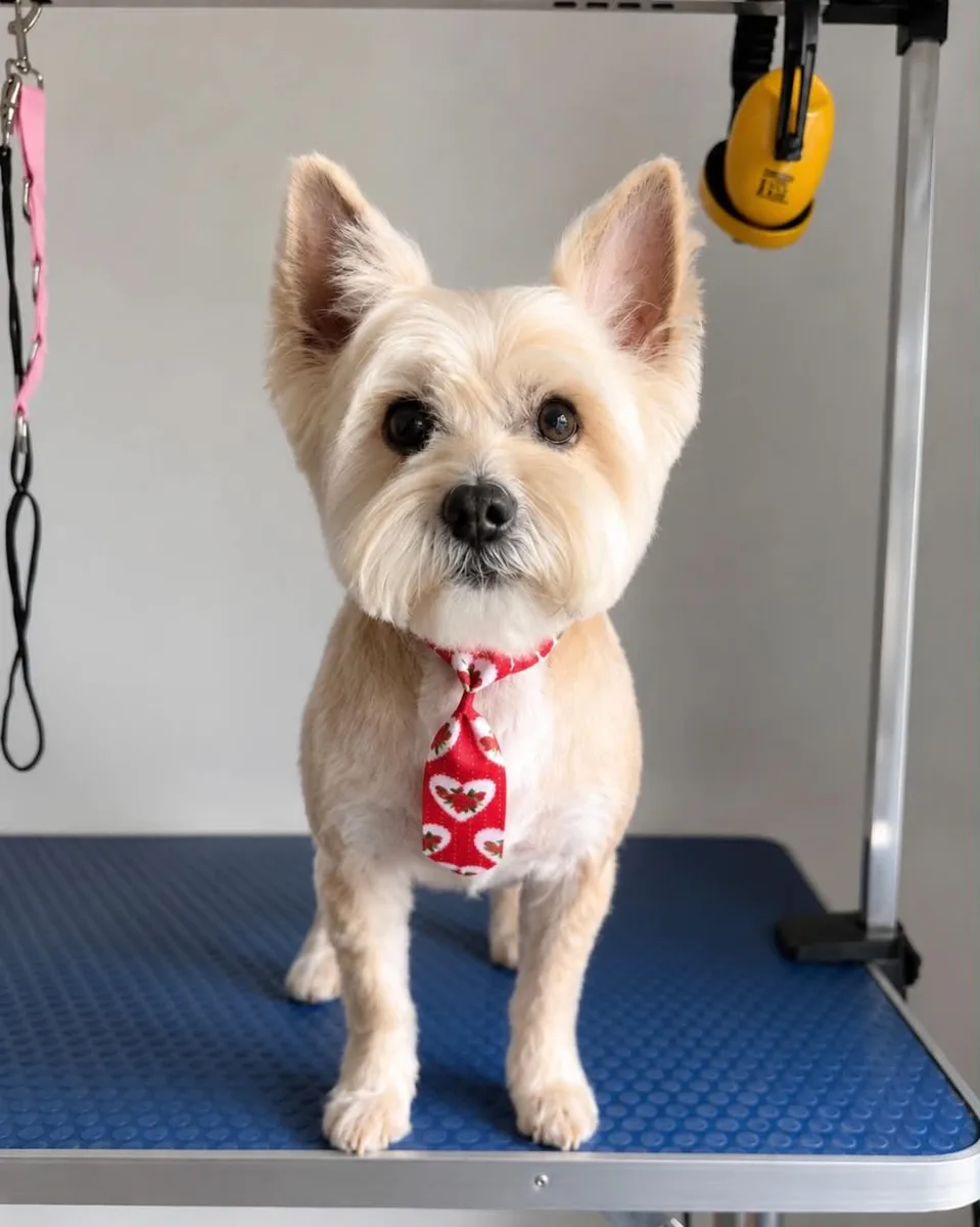 Elegantly groomed poodle at Polished Pooch by Mia luxury grooming studio, South Wales